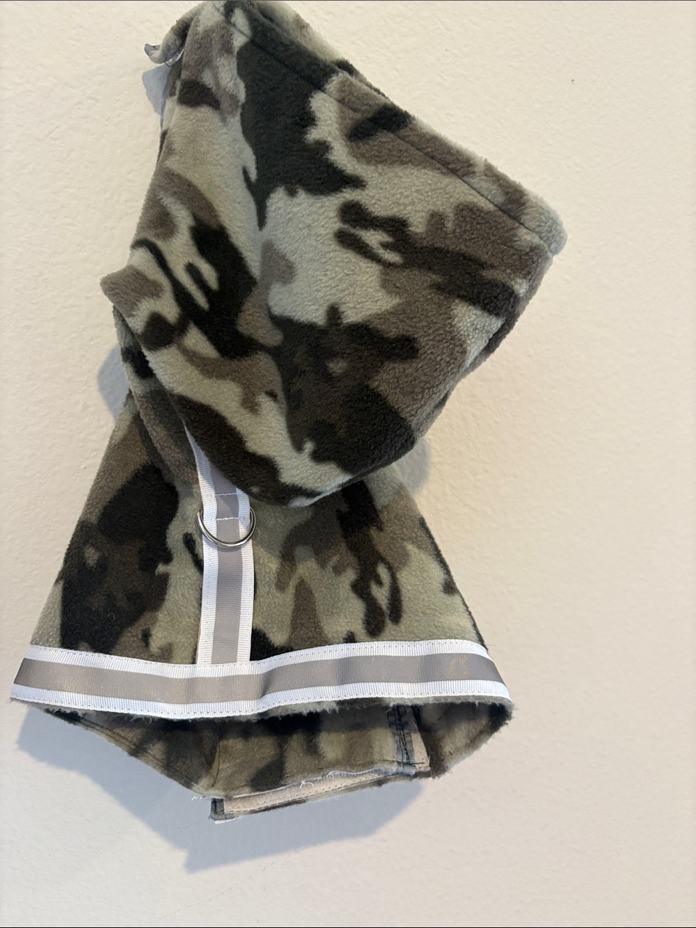 Camouflage Fleece Velcro Hoodie with Reflective Trim  Green Camo Dog Clothing